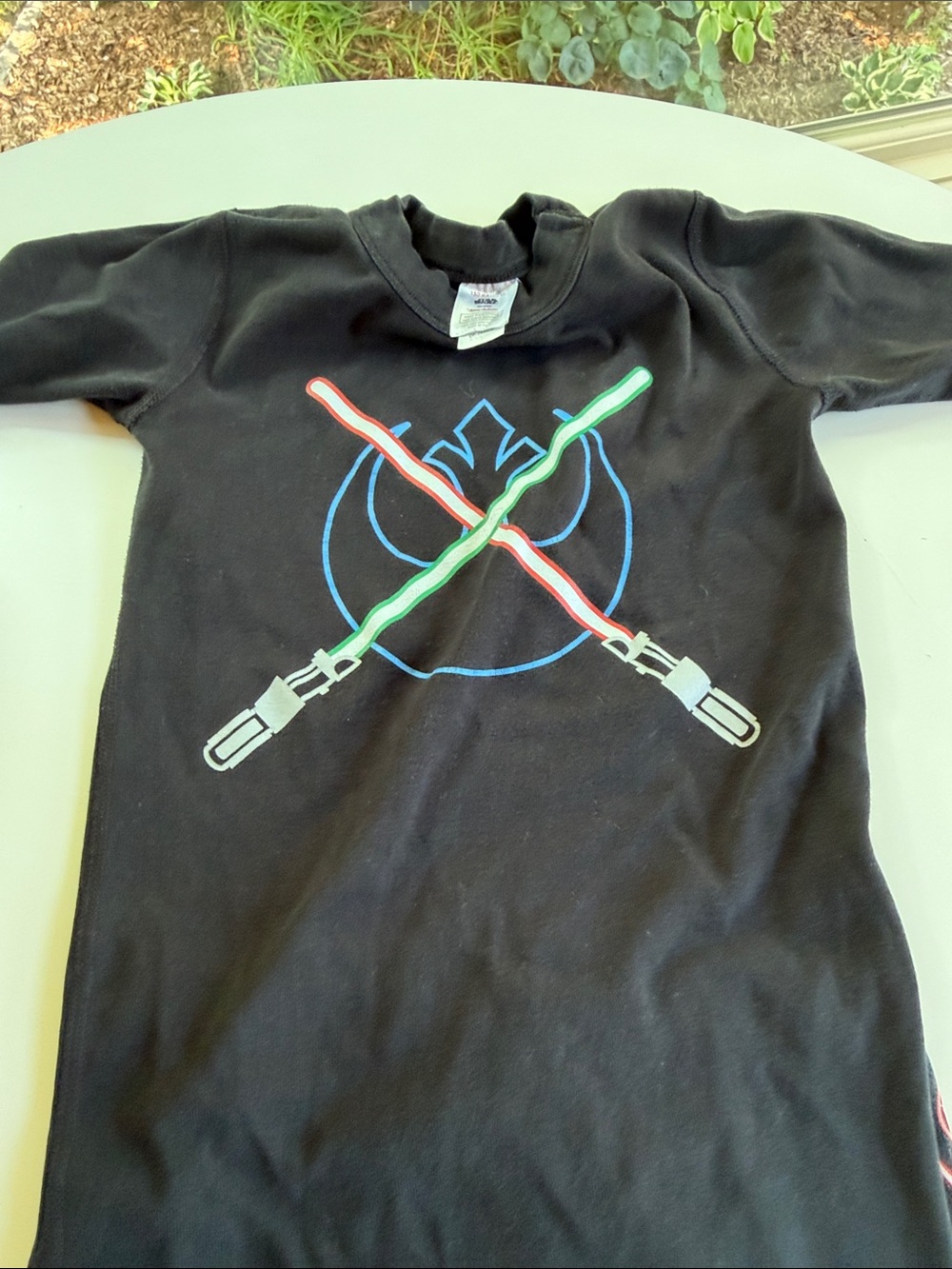 Hanna Andersson Black Pajama Set with Red, Green & Blue Lightsaber Graphics - Picture 3 of 5